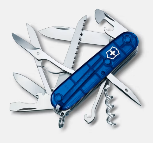 Imagen de NAVAJA HUNTSMAN AZUL TRANSPARENTE 15 USOS
