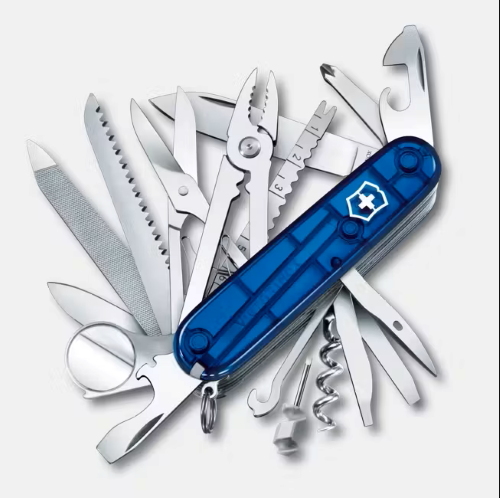 Imagen de NAVAJA SWISS CHAMP AZUL TRANSPARENTE 33 USOS