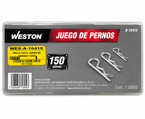 Imagen de JUEGO DE PERNOS 150PZ