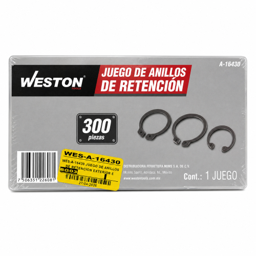 Imagen de JUEGO DE ANILLOS DE RETENCION EXTERIOR E INTERIOR