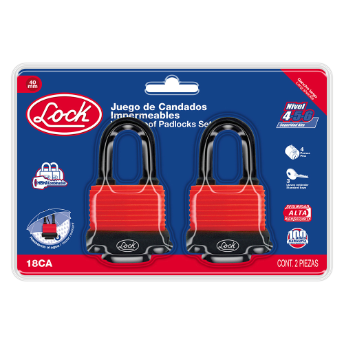 Imagen de JGO 2 CANDADOS IMPERM CORT 40 MM