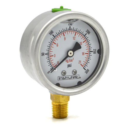 Imagen de MANOMETRO GLICERINA SALIDA INFERIOR 1/4 CARATULA 2 1/2 300PSI