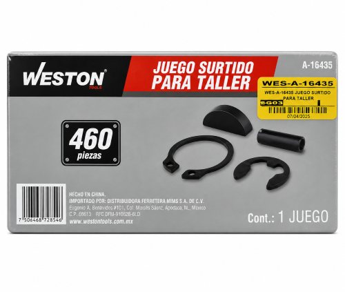 Imagen de JUEGO SURTIDO PARA TALLER CUÑAS,PERNOS,ANILLOS DE RET. Y CLIPS E 460 PZAS.