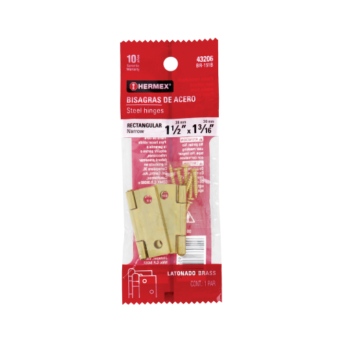 Imagen de BISAGRA RECTANGULAR 1-1/2 LATON BLISTER CON 2 PZAS