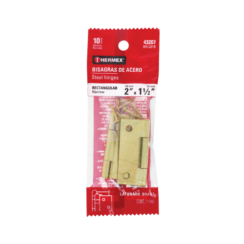 Imagen de BISAGRA RECTANGULAR 2 LATON BLISTER CON 2 PZAS