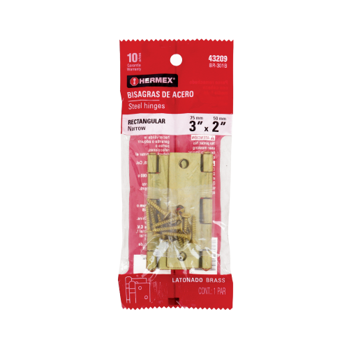 Imagen de BISAGRA RECTANGULAR 3 LATON BLISTER CON 2 PZAS