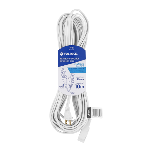 Imagen de EXTENSION ELECTRICA DOMESTICA 10MTS BLANCA CLAVIJA RECTA