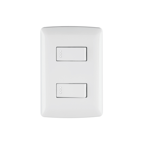 Imagen de PLACA ARMADA, 2INTERRUPTORES SENCILLOS,BLANCO,LINEA ITALIANA