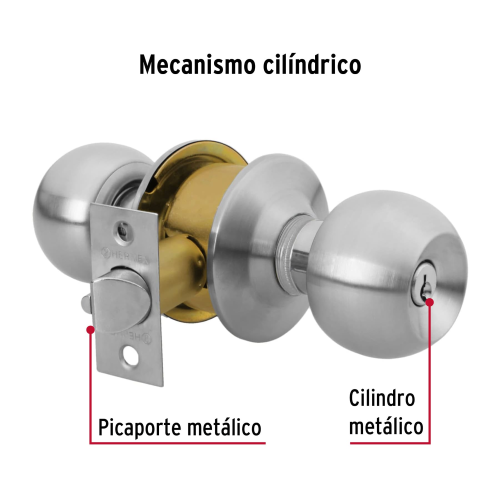 Imagen de CERRADURA TIPO ESFERA,CILINDRICO,RECAMARA,CROMO