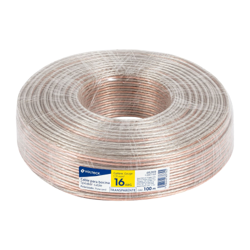 Imagen de CABLE POLARIZADO TRANSPARENTE PARA BOCINA 16 AWG