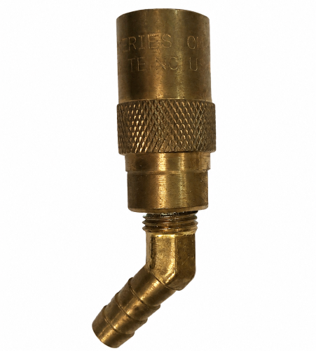 Imagen de CONEXION LATON COPLE RAP HID SERIE CM 3/8 BARBA MAN 3/8 CODO 45G S/VALV
