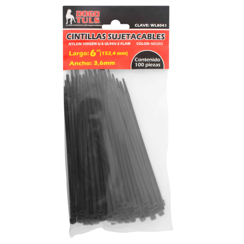Imagen de CINTILLA SUJETACABLE 6" NEGRO WL8041 TENSION 40LBS